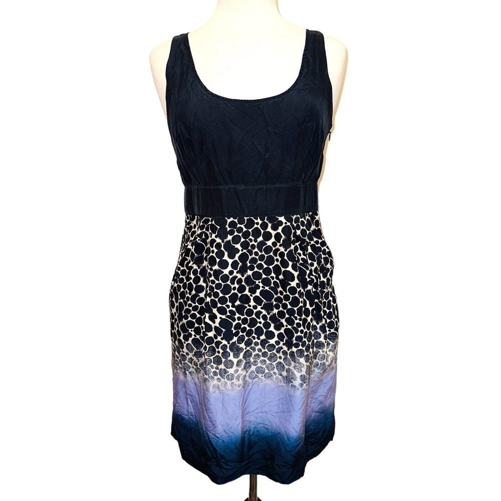 FP3 Anthropologie 100% Silk Crushing Waves Dress Small Leopard Pockets Ombre